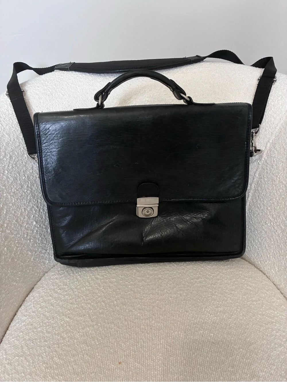 Pelle Studio Green/Black Leather Briefcase Messenger Work Bag